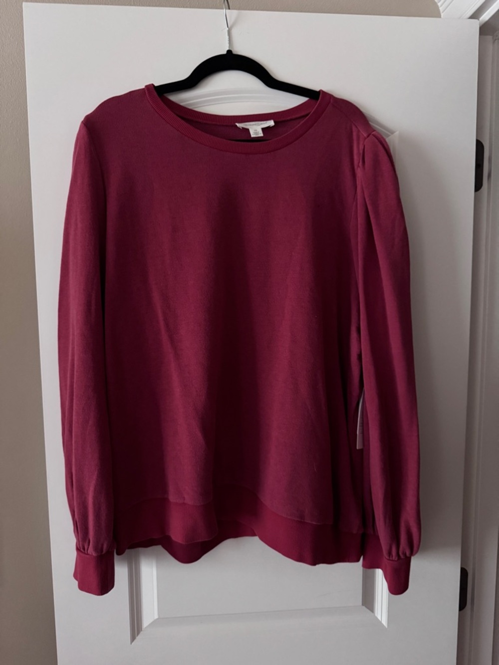 Treasure & Bond Berry Crewneck Sweater with Puff Sleeve